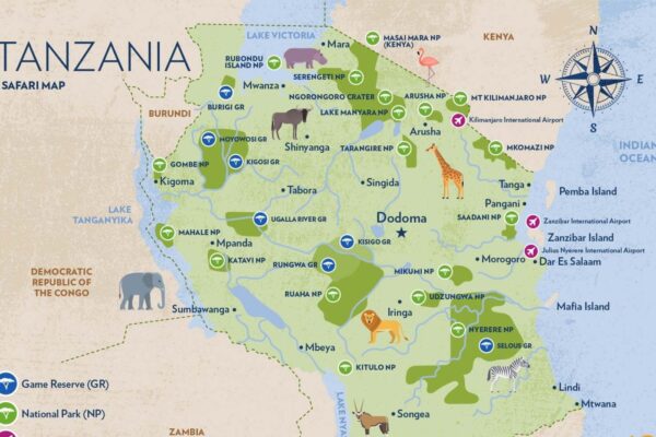 Tanzania National Parks and reserves Map Tanzania National Parks and reserves Map