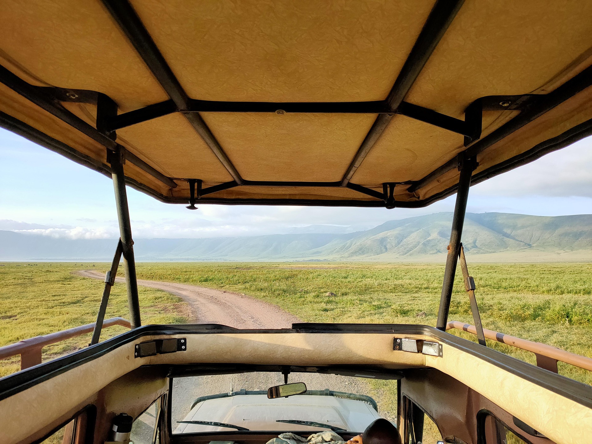 A 4x4 safari vehicle during a game drive in Ngorongoro