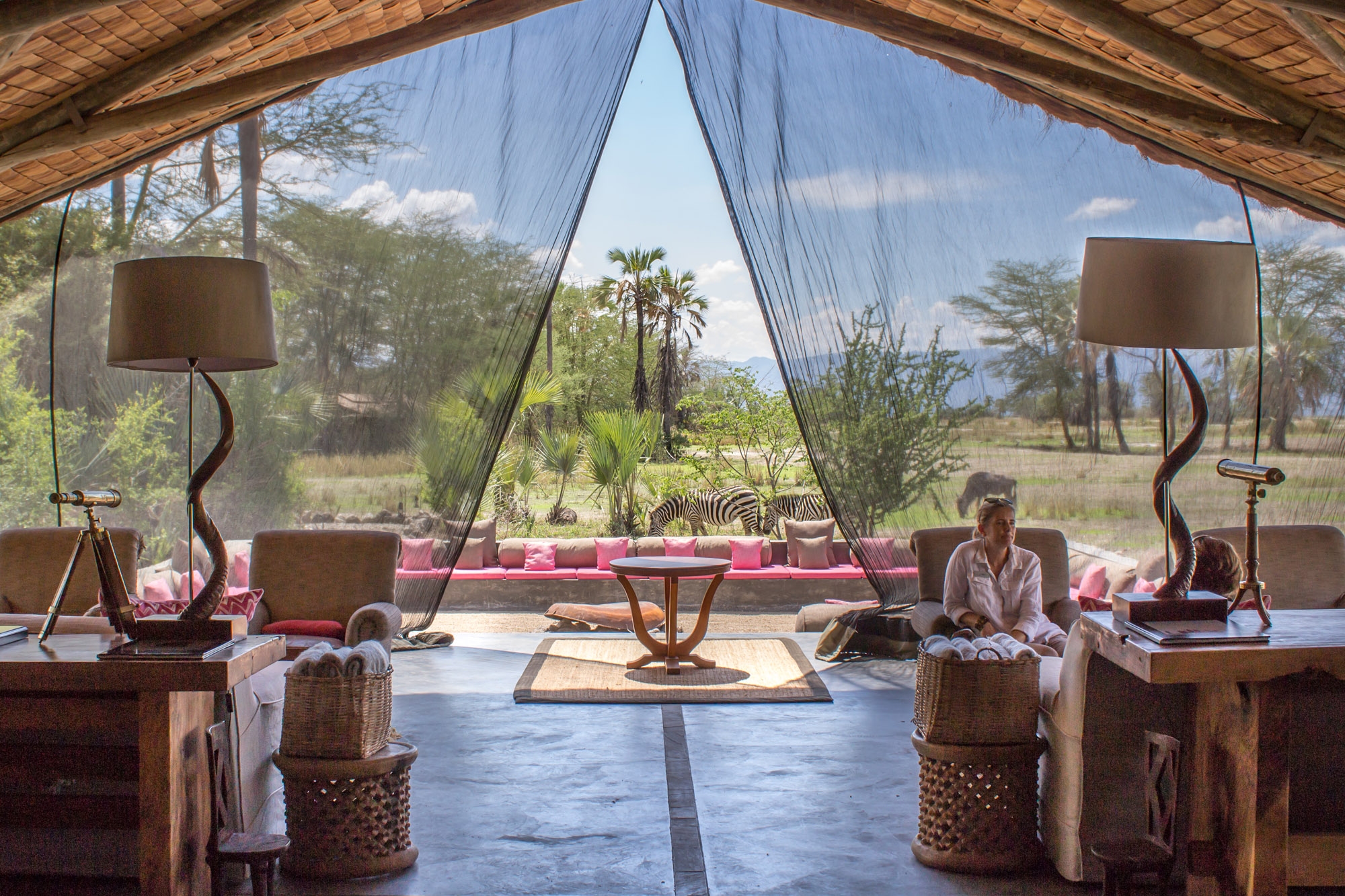 A visitor enjoying a wellness retreat in Tanzania's Chem Chem Safari Lodge