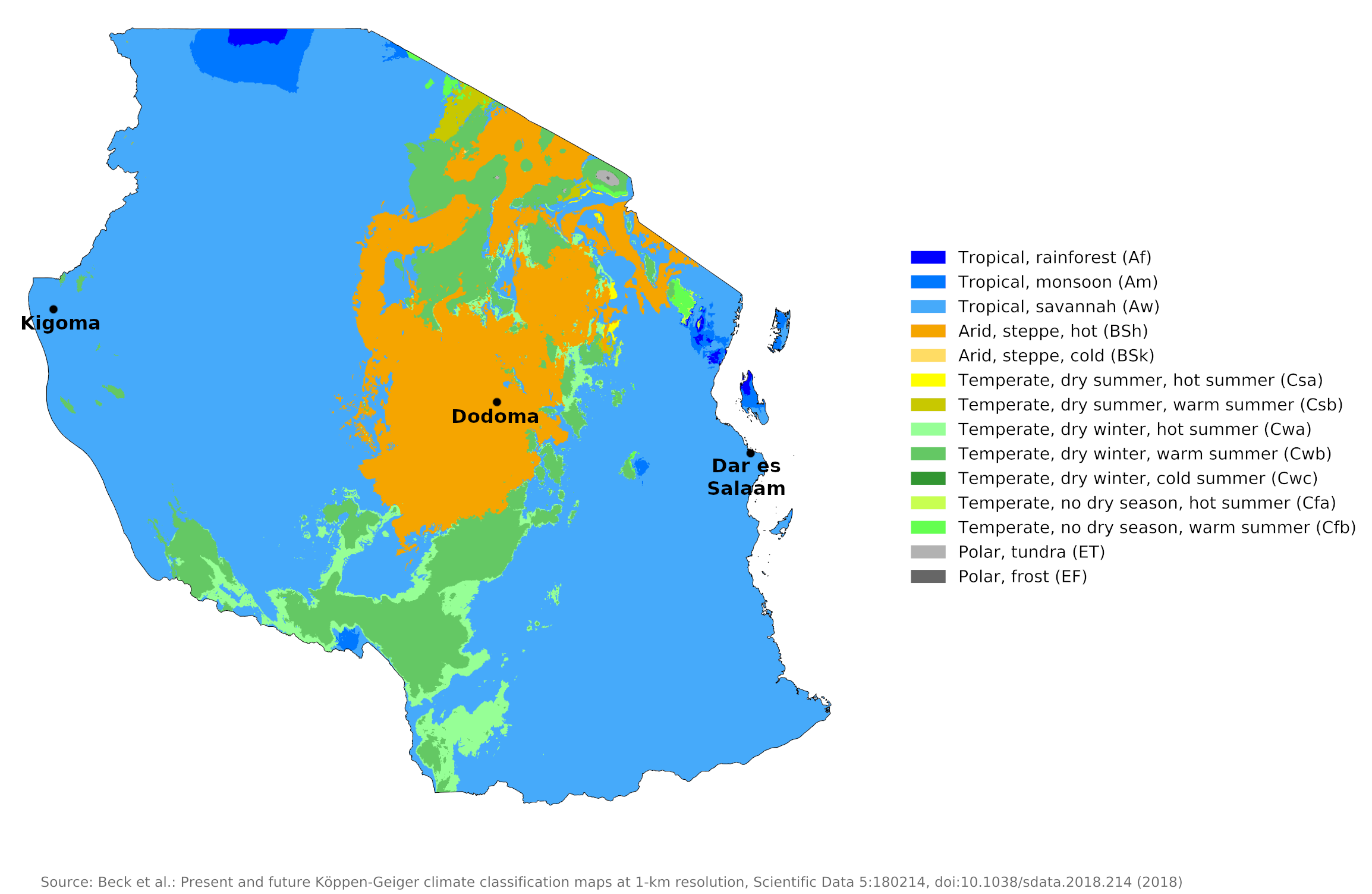 Tanzania climate zones